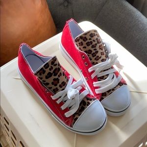 Adorable red and leopard sneakers!